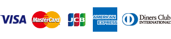 VISA、Master、JCB、AMEX、Diners Club